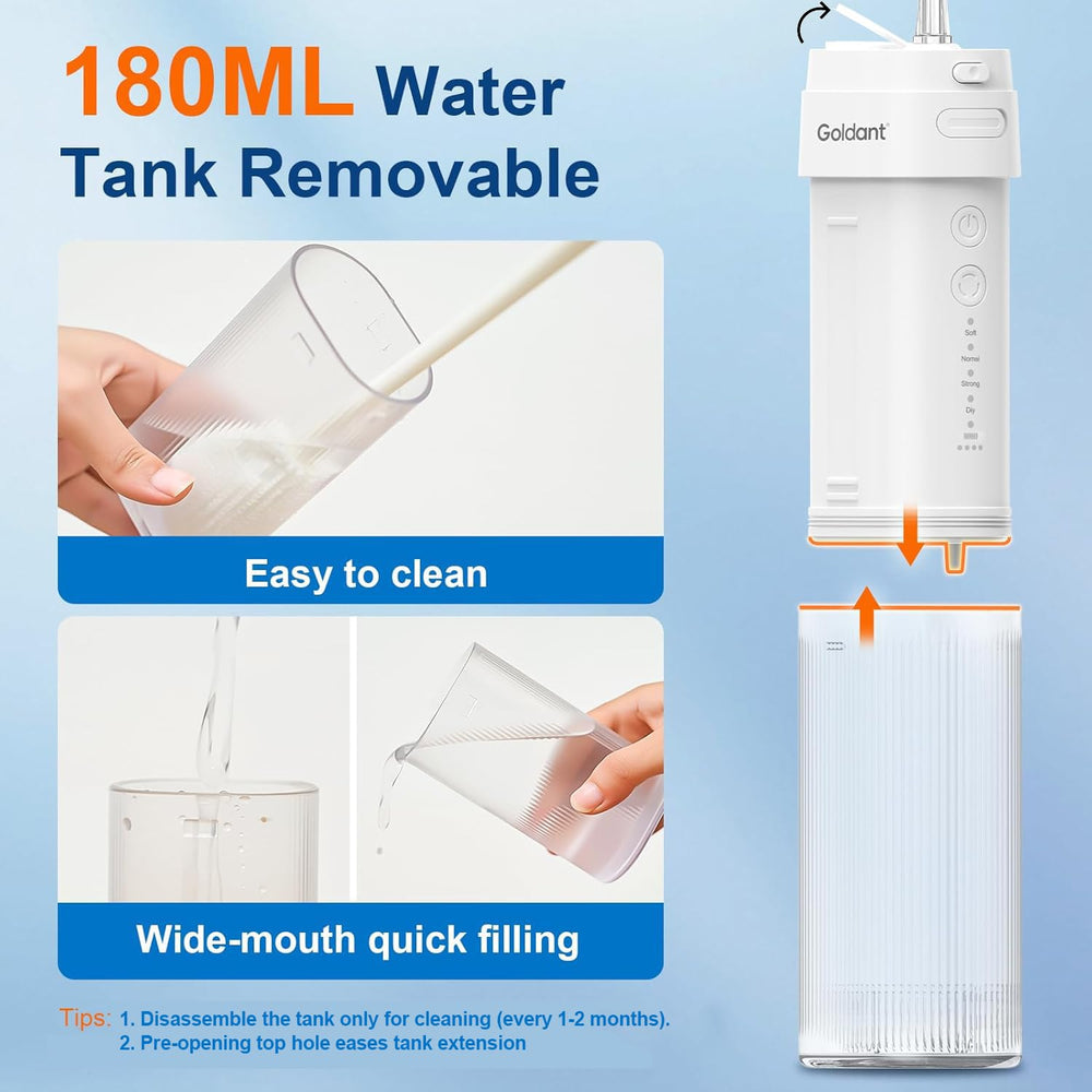 GOLDANT water flosser showing four cleaning modes