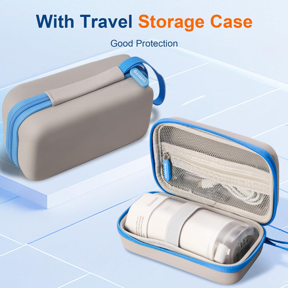Side view of GOLDANT white portable water flosser