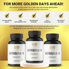 Golden After 50 NitrolFlo-9 pomegranate extract close-up promotes antioxidant-friendly wellness