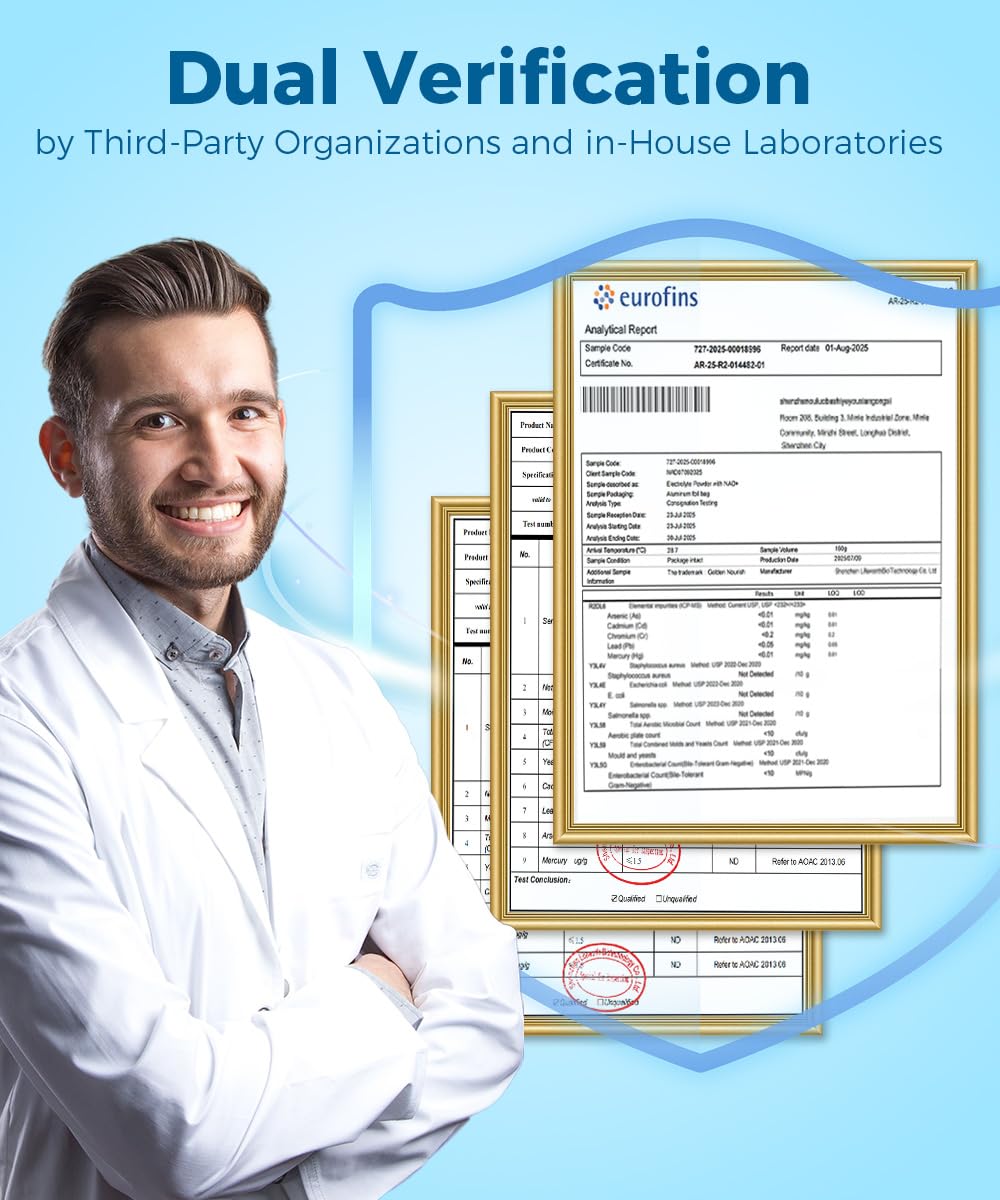 Golden Nourish Electrolytes label detail highlights keto-friendly, clean formula.