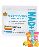 Golden Nourish Electrolytes NAD packets packaging shows sugar-free hydration option.