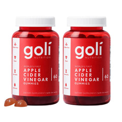 Goli ACV gummies bottle front showing vegan, gluten-free formula for daily wellness.