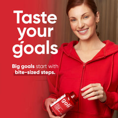 Goli ACV gummies label highlights B12 and B9 vitamins.