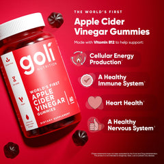 Goli Apple Cider Vinegar Gummies packaging and bottle on white background