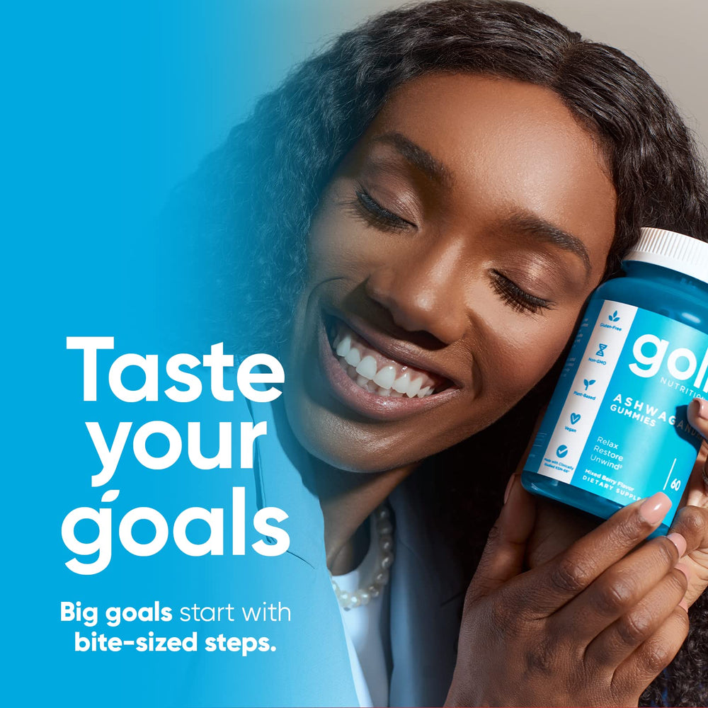 Close-up of mixed berry gummies inside Goli bottle