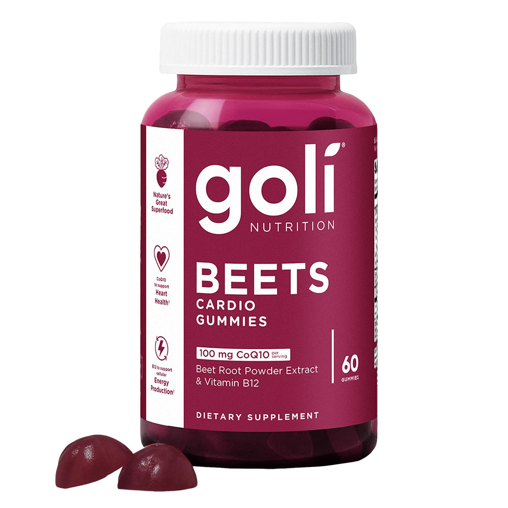Front view of Goli Beets Cardio Gummy bottle