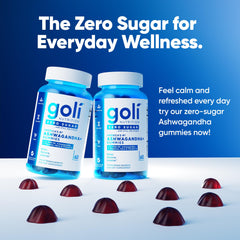 Goli L-Theanine Maca Ashwagandha Gummies ingredients closeup showcasing premium formula.