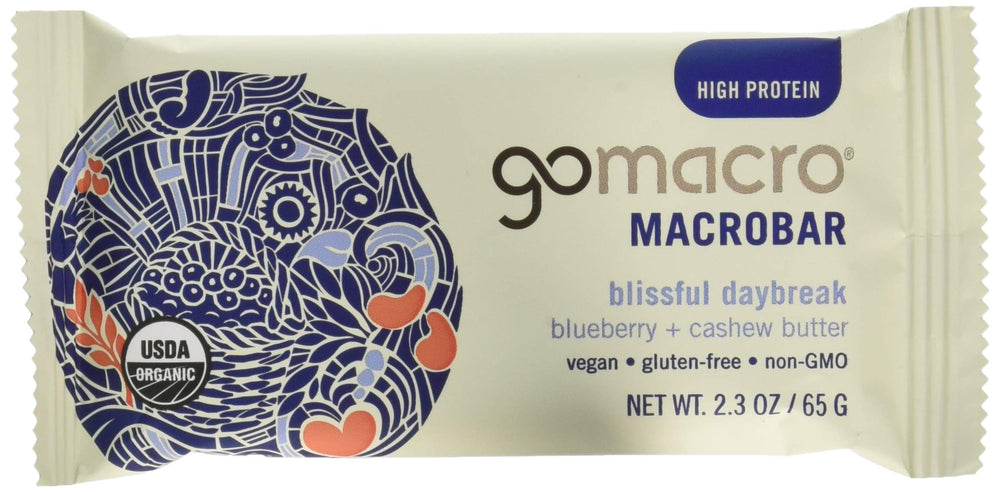 GOMACRO Organic Blueberry Cashew Butter Bar 12-pack – front view