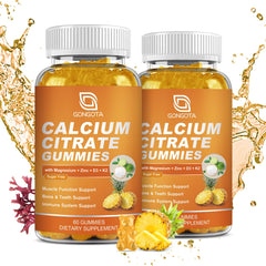 GONGOTA Calcium Citrate 1200mg Gummies bottle with pineapple flavor
