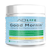 Powder being stirred into water for Good Mornin Detox & Gut Performance Drink