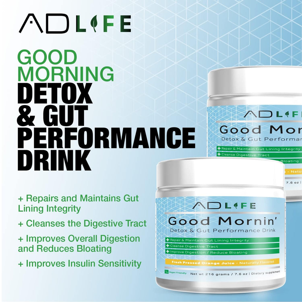 Graphic highlighting key ingredients: L-Glutamine, Apple Cider Vinegar, Lemon Juice, Aloe Vera
