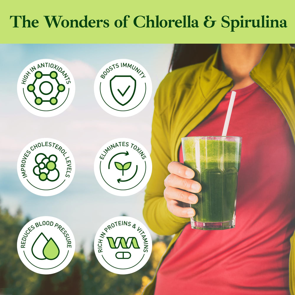 Chlorella spirulina powder with vitamins and minerals