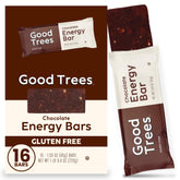 Good Trees Chocolate Energy Bar unwrap shows rich cocoa and crunch for on-the-go snacking