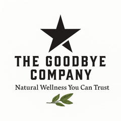 Alcohol-free badge on The Goodbye Company gum rinse label
