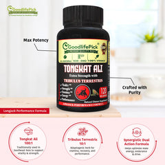Close-up of GoodlifePick Tongkat Ali Tribulus capsules for easy daily use