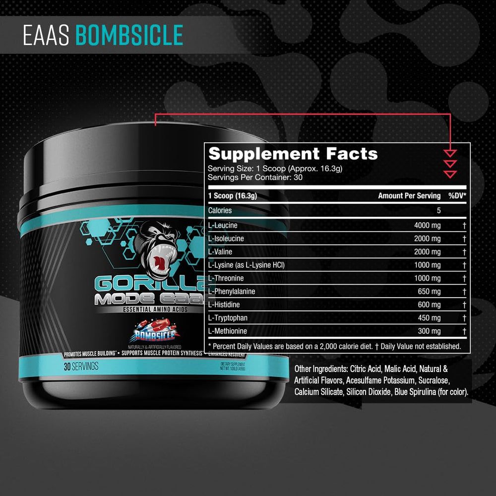 Gorilla Mode EAAs Bombsicle flavor label close-up