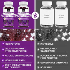 Icons indicating free from soy, dairy, nuts, gelatin and GMOs