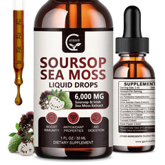 Front view of GORNVB Soursop Graviola Liquid Drops 2-pack (1 oz each)