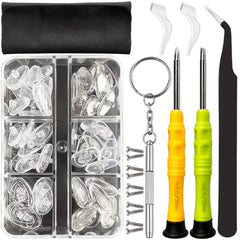GOTOBA 22-pairs screw-in eyeglass nose pads kit with tools