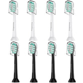 GottaShine replacement toothbrush heads for Philips Sonicare Click-On, Black/White 8-pack - front view