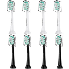 GottaShine replacement toothbrush heads for Philips Sonicare Click-On, Black/White 8-pack - front view