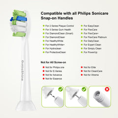 Individual protective caps on each GottaShine Philips Sonicare head