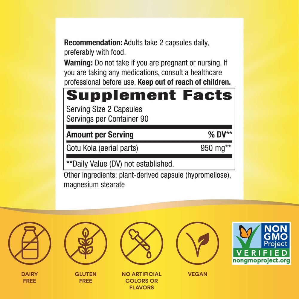 Close-up of label showing 950 mg per 2-capsule serving