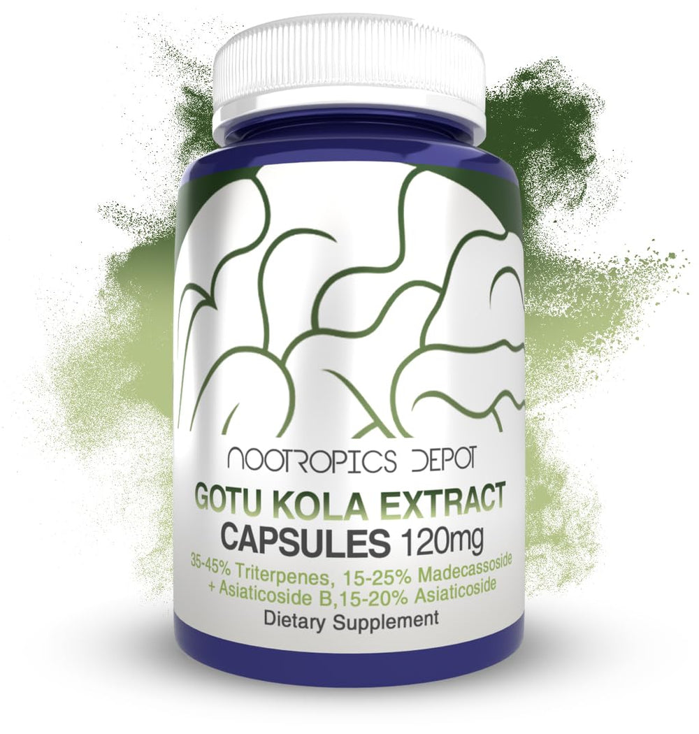 Gotu Kola extract capsules label showing 120mg per capsule and 90 count