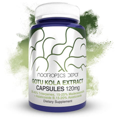 Gotu Kola extract capsules label showing 120mg per capsule and 90 count