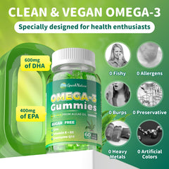 Apple flavor vegan omega-3 gummies with pectin coating