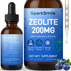 GparkNature Zeolite Detox Drops blueberry bottle showcases blue flavor for daily use.