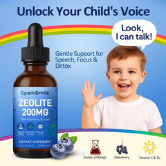 GparkNature Zeolite Detox Drops kids-dosing scene demonstrates easy daily dosing.