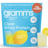 GRAMMS Clear Protein Powder Lemonade flavor front view