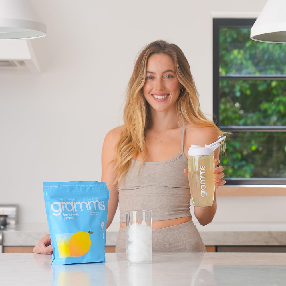 GRAMMS lactose-free label highlights gentle digestion and gut-friendly nutrition.