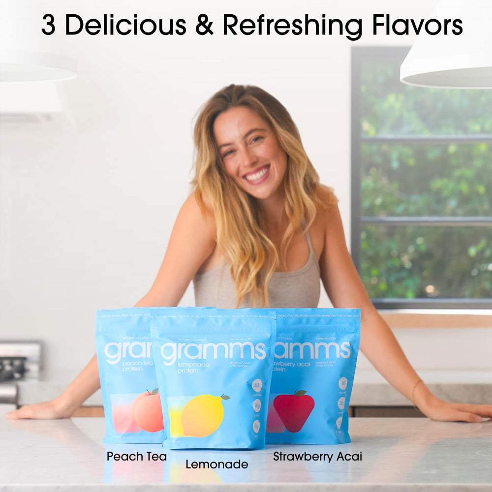 Nutrition facts and ingredients for GRAMMS clear protein powder