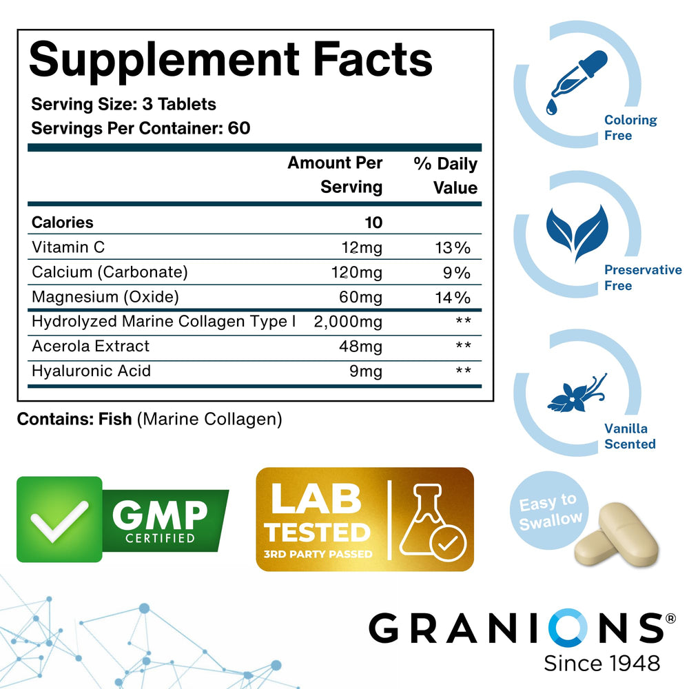 Product showing hydrated glowing skin, hair and nails benefits