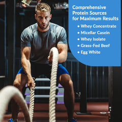 Granite Supplements protein powder nutrition facts panel shows 120 calories and 1g sugar.