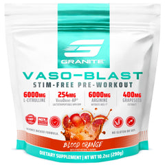 Granite Supplements Vaso Blast Blood Orange tub showing stimulant-free pump formula