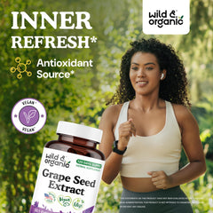 Close-up of grape seed extract capsules