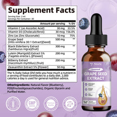 Immune support benefits with elderberry and vitamins in grape seed extract drops