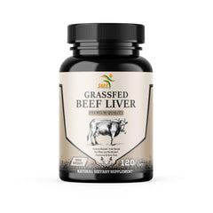 Bottle of grass-fed desiccated beef liver capsules