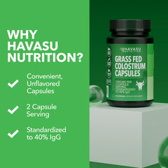 Nutrition facts panel for Grass Fed Colostrum supplement