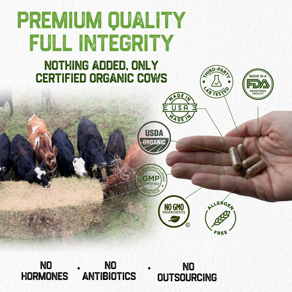 Beef liver, kidney, and spleen capsules from Grassfat grassfed cattle