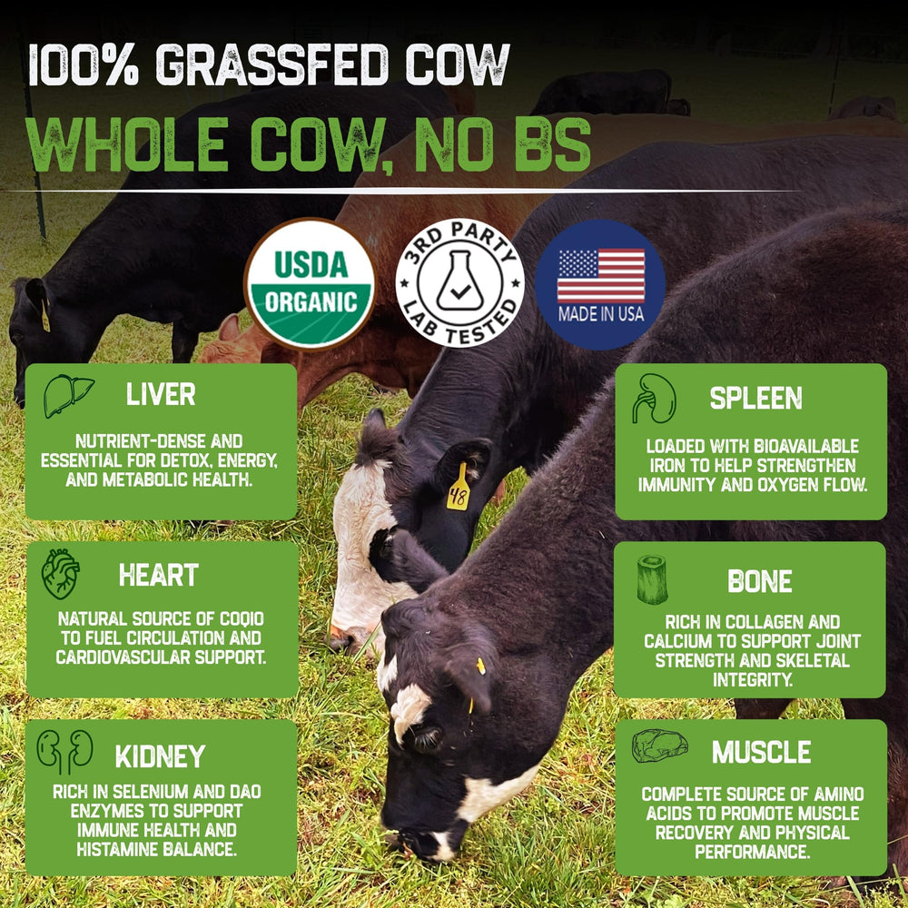 Premium grassfed beef organs nutrition by Grassfat
