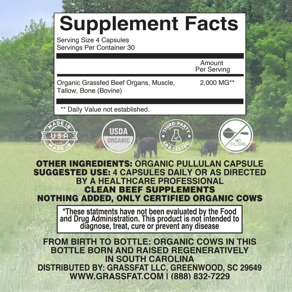 USDA Organic certification label on Grassfat product