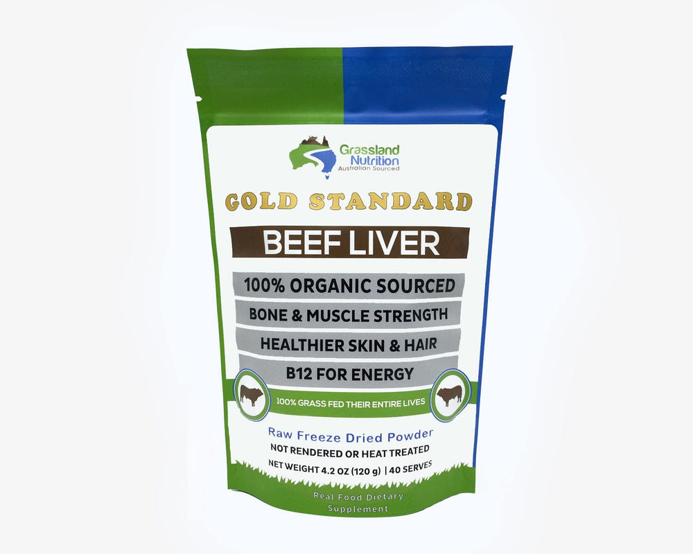 Grassland Nutrition Organic Grass-Fed Beef Liver Freeze-Dried 120g – front packaging