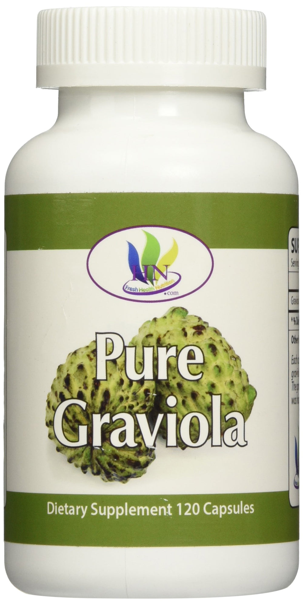 Front view of Fresh Health Nutritions Graviola 120 capsules bottle