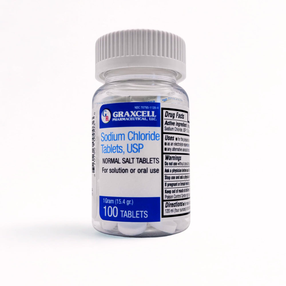 Graxcell Sodium Chloride Tablets 1g bottle and packaging