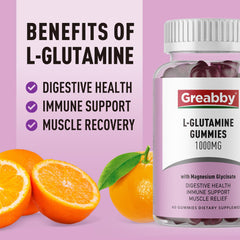 Assorted berry-flavored L-glutamine gummies on white
