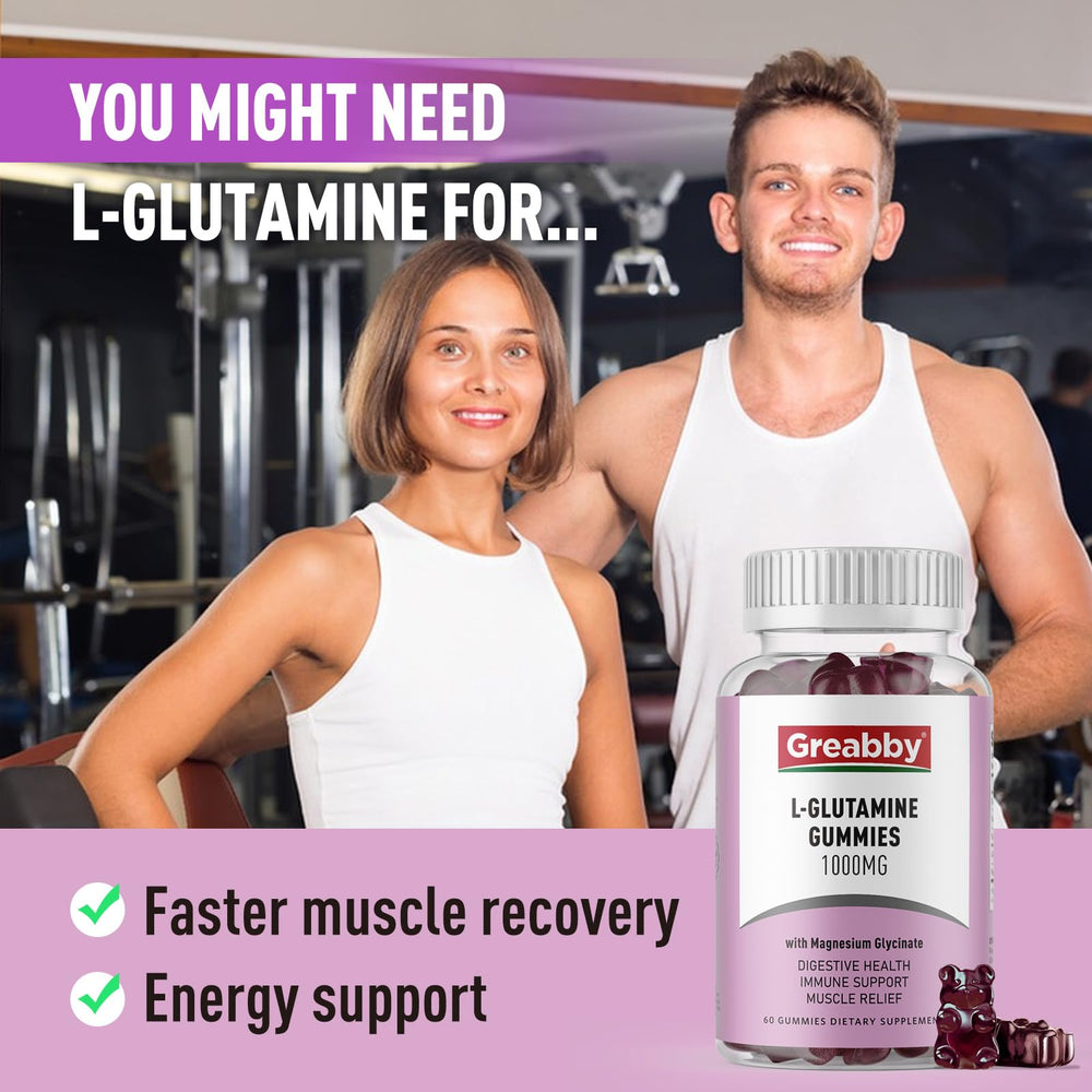Greabby L-Glutamine gummies with magnesium glycinate for digestive support